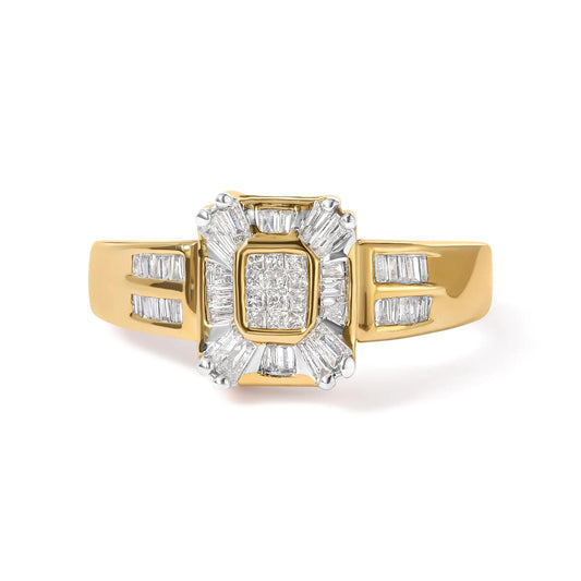 10K Yellow Gold 1/2 Cttw Diamond Composite and Halo Ring (H-I Color, SI1-SI2 Clarity)