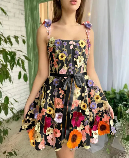 Women's 3D Flower Embroidery Dress