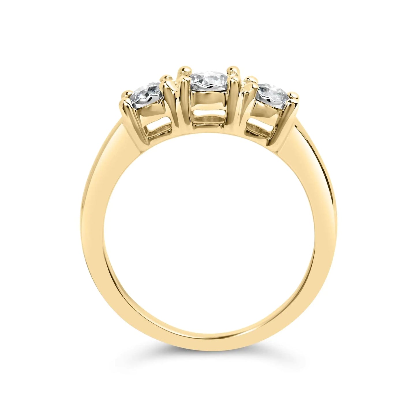 10K Yellow Gold 1/2 Cttw Miracle Set Round Diamond Three Stone Illusion Plate Ring (I-J Color, I2-I3 Clarity)